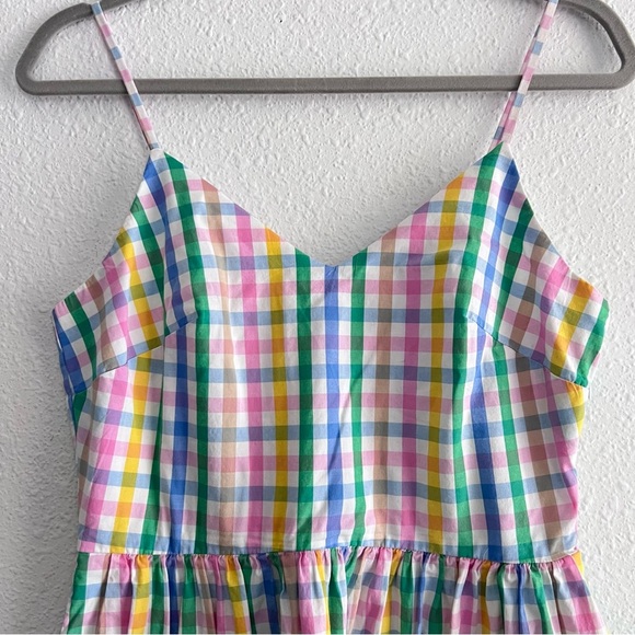 J. Crew Pastel Colors Gingham Print Maxi Dress Size 2 - Picture 7 of 12